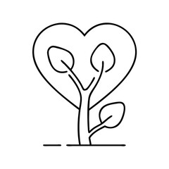 heart around tree icon, heart around tree line art - simple line art of heart around tree, perfect for heart around tree logos and icons