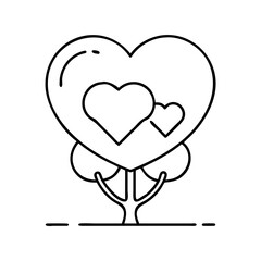 heart around tree icon, heart around tree line art - simple line art of heart around tree, perfect for heart around tree logos and icons