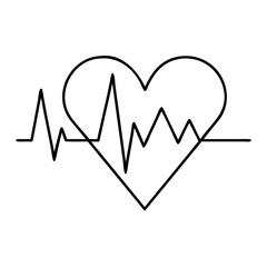 heartbeat line with heart icon, heartbeat line with heart line art - simple line art of heartbeat line with heart, perfect for heartbeat line with heart logos and icons