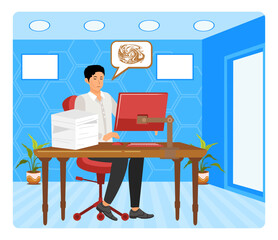 Fototapeta premium Emotional burnout concept.. Stressed Entrepreneurs Working in an Office Environment.