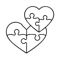 heart puzzle pieces icon, heart puzzle pieces line art - simple line art of heart puzzle pieces, perfect for heart puzzle pieces logos and icons