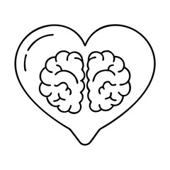 heart with brain icon, heart with brain line art - simple line art of heart with brain, perfect for heart with brain logos and icons