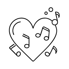 heart with music notes icon, heart with music notes line art - simple line art of heart with music notes, perfect for heart with music notes logos and icons