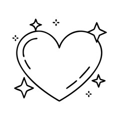 heart with sparkles icon, heart with sparkles line art - simple line art of heart with sparkles, perfect for heart with sparkles logos and icons