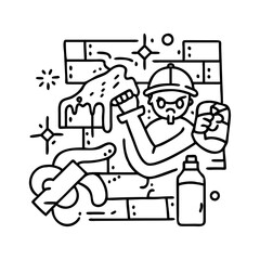 hip hop graffiti icon, hip hop graffiti line art - simple line art of hip hop graffiti, perfect for hip hop graffiti logos and icons