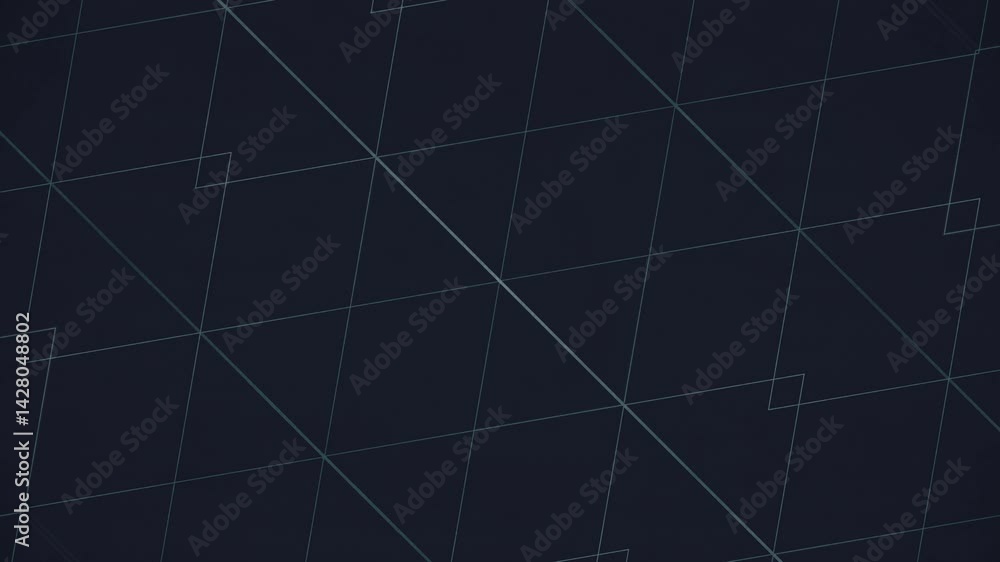 Poster Thin lines of light form a pattern of diamonds. The deep dark background adds expressiveness, while the minimalist style emphasizes the technology. 3d rendering seamless loop animation 4K