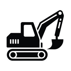 Excavator Silhouette Vector Icon in Bold Design