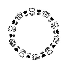 シンプルな手書きのかわいいチューリップのフレーム