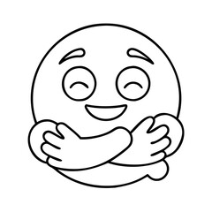 hugging emoji icon, hugging emoji line art - simple line art of hugging emoji, perfect for hugging emoji logos and icons