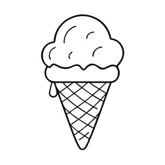 ice cream cone icon, ice cream cone line art - simple line art of ice cream cone, perfect for ice cream cone logos and icons