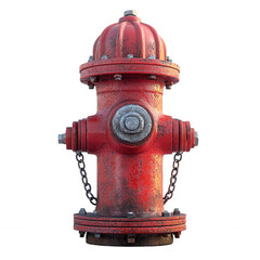 Red fire hydrant street safety equipment for firefighting and emergency use on transparent background