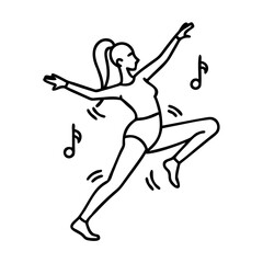 jazz dancer silhouette icon, jazz dancer silhouette line art - simple line art of jazz dancer silhouette, perfect for jazz dancer silhouette logos and icons