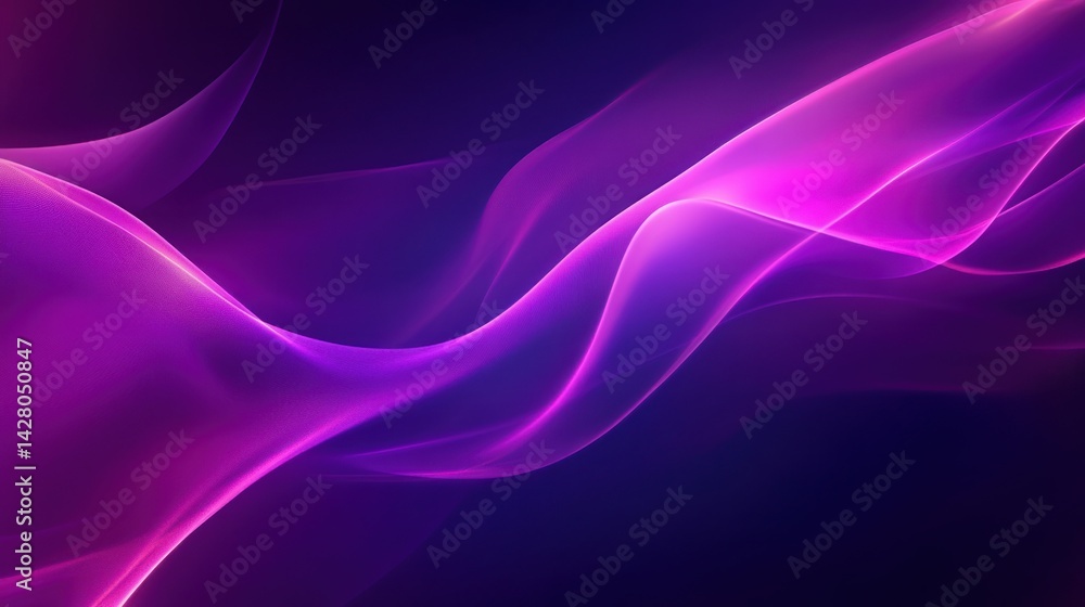 Poster abstract flowing shapes with purple and blue hues create a dynamic background.