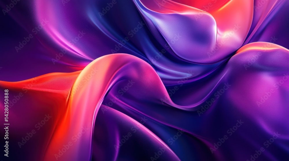 Poster abstract flowing shapes with vibrant colors purple red and pink create a dynamic effect.