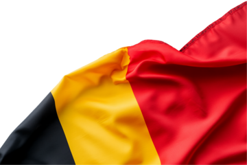 Waving Belgian Flag Close-up on Transparent Background, PNG