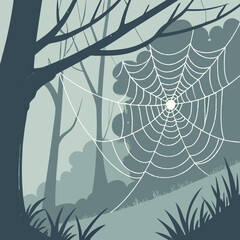 A spider web with few droplets of water on it