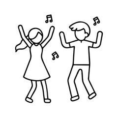 kids dancing icon, kids dancing line art - simple line art of kids dancing, perfect for kids dancing logos and icons