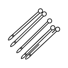 knitting needles icon, knitting needles line art - simple line art of knitting needles, perfect for knitting needles logos and icons