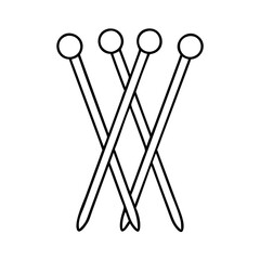 knitting needles icon, knitting needles line art - simple line art of knitting needles, perfect for knitting needles logos and icons