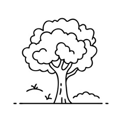 large tree in landscape icon, large tree in landscape line art - simple line art of large tree in landscape, perfect for large tree in landscape logos and icons