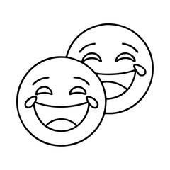 laughing friends emoji icon, laughing friends emoji line art - simple line art of laughing friends emoji, perfect for laughing friends emoji logos and icons