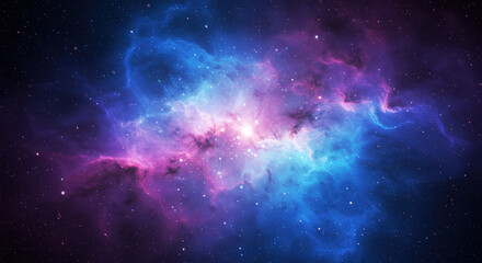 Fototapeta premium Spectacular view of a nebula in vibrant colors filling the cosmos.