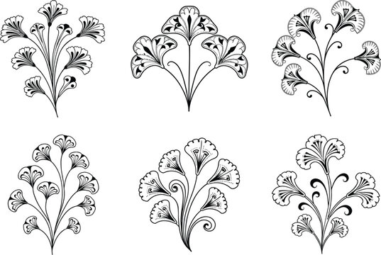Elegant black and white floral vector design elements for invitations and decorations