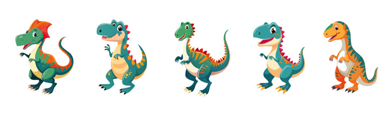 Naklejka premium set of colorful vector cartoon dragon graphic design