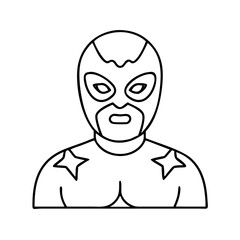 lucha libre wrestler icon, lucha libre wrestler line art - simple line art of lucha libre wrestler, perfect for lucha libre wrestler logos and icons