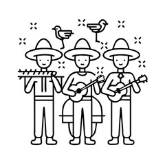 mariachi band icon, mariachi band line art - simple line art of mariachi band, perfect for mariachi band logos and icons
