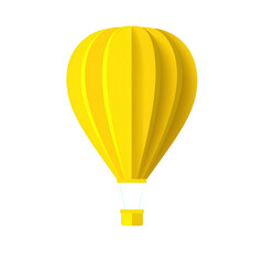 A vibrant yellow hot air balloon floating against a clear blue sky, symbolizing adventure and freedom. Perfect for travel and exploration themes.