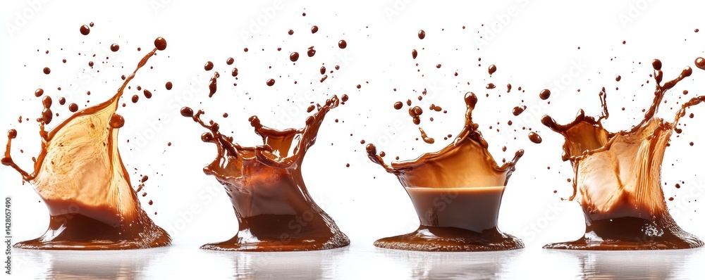 Poster Dynamic Chocolate Splash Sequence Capturing Motion and Energy in a Creamy Delightful Scene