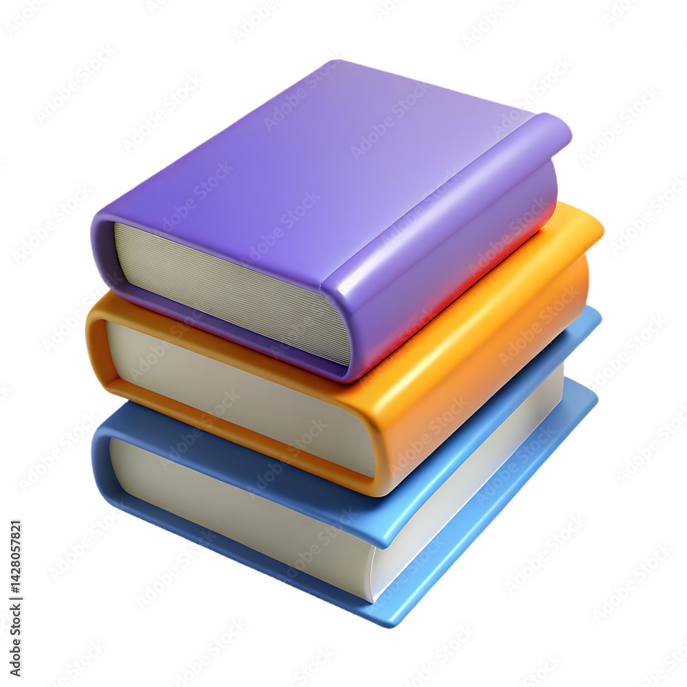 Aufkleber stack of three colorful books learning and education concept illustration study material reading mat