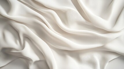 Obraz premium draped white textile mockup, horizontal fabric banner, natural flowing creases and folds, soft shadows on light surface, studio lighting setup, simple elegant presentation