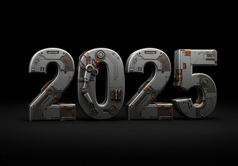 High-Tech 2025 Typography for New Year or Innovation Concepts