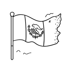 mexican flag waving icon, mexican flag waving line art - simple line art of mexican flag waving, perfect for mexican flag waving logos and icons
