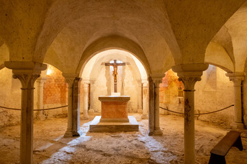 the crypt in the basilica Of Sainte Madeleine in Vezelay, France