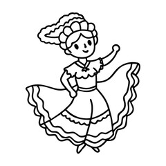mexican folk dancer icon, mexican folk dancer line art - simple line art of mexican folk dancer, perfect for mexican folk dancer logos and icons