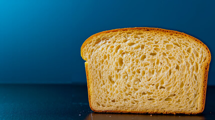 A slice of white bread on a blue background