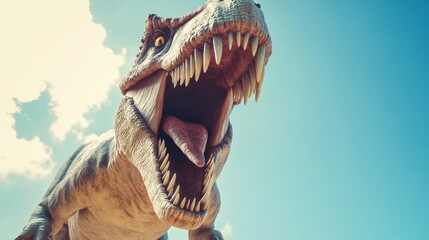 Fototapeta premium Image of a monster reptile's mouth with sharp teeth in close-up view Stock image