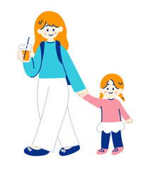 手を繋いで歩く親子 parent and child walking hand in hand