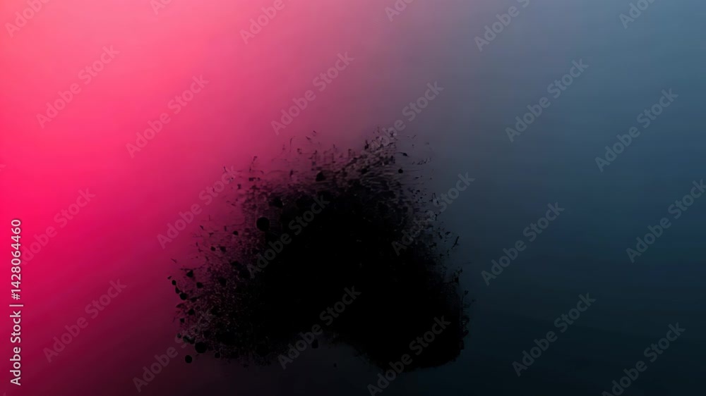 Poster dynamic particles swirl in a vibrant gradient of colors, creating mesmerizing visual effects in an a