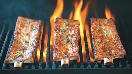 Grilled Meat on Barbecue Grill