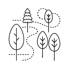 nature trail icon, nature trail line art - simple line art of nature trail, perfect for nature trail logos and icons