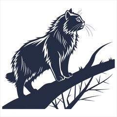 silhouette persian cat on white background