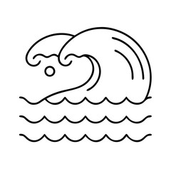ocean wave icon, ocean wave line art - simple line art of ocean wave, perfect for ocean wave logos and icons