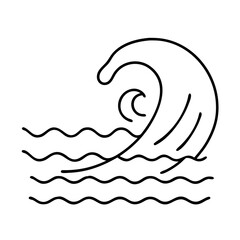 ocean wave icon, ocean wave line art - simple line art of ocean wave, perfect for ocean wave logos and icons