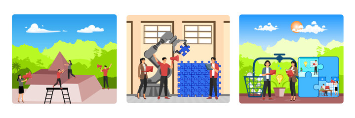 Obraz premium Business team concept. Team Collaboration in Technology Development. Finding new solutions.