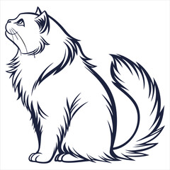 silhouette Persian cat on white background