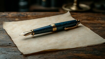 Elegant Fountain Pen on Antique Paper